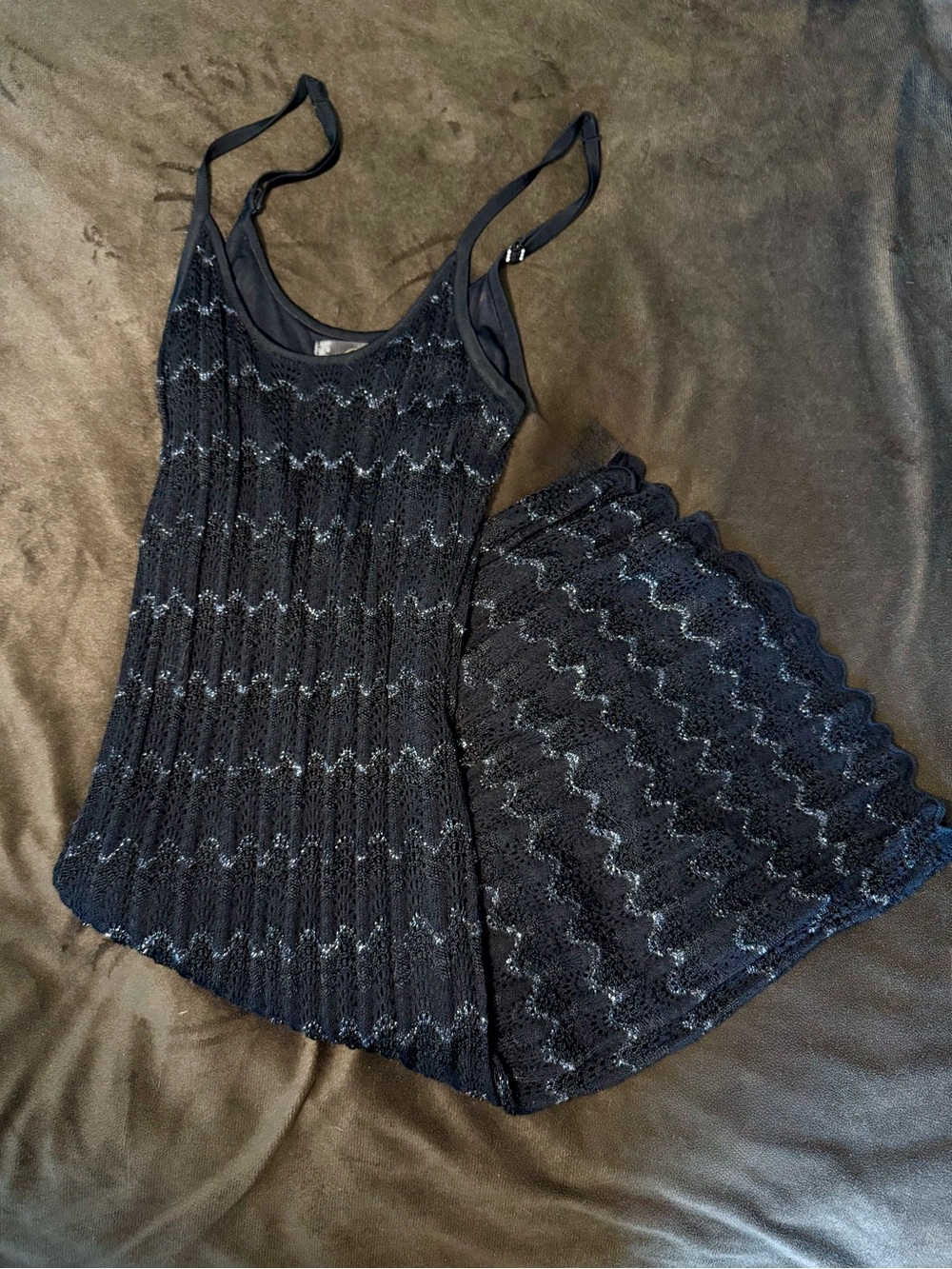 Vintage 90s GUESS Metallic Knit Mini Dress S New